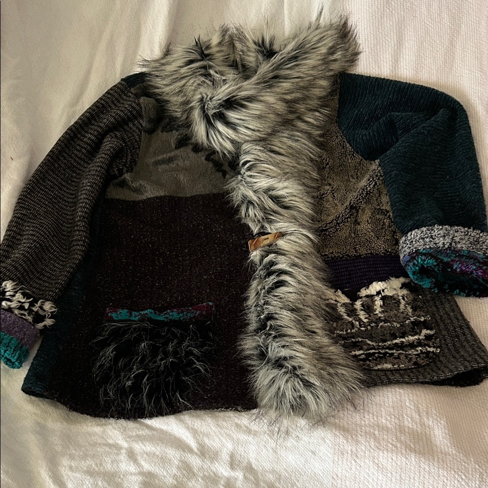 Chic Patchwork Faux Fur Teddy Jacket - image 1